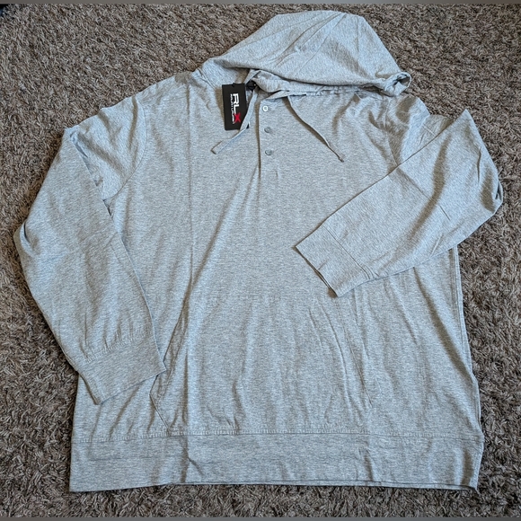 NWT RLX Ralph Lauren Grey Heather Long Sleeve Pullover Hoodie Men's XXL